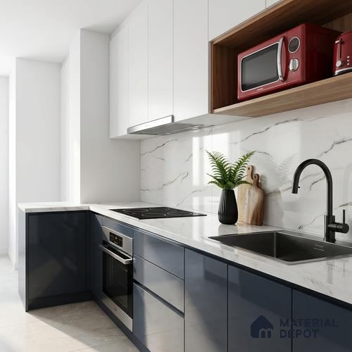 Marble Look Wall & Floor Tile TL 08892 | Glossy Finish 4 ft x 2 ft Vitrified Tile - 9 mm | Suitable For Kitchen, Bathroom, Bedroom & Office
