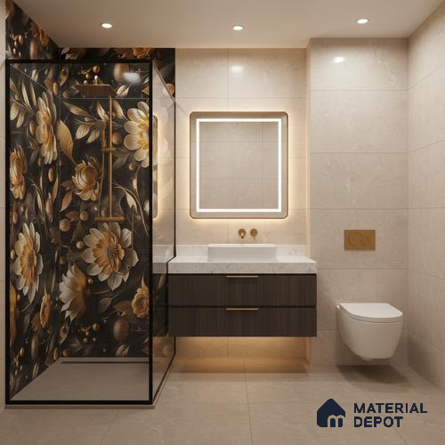 Floral Wall Tile TL 08898 | High Gloss Finish 4 ft x 2 ft Vitrified Tile - 9 mm | Suitable For Kitchen, Bathroom, Bedroom & Office