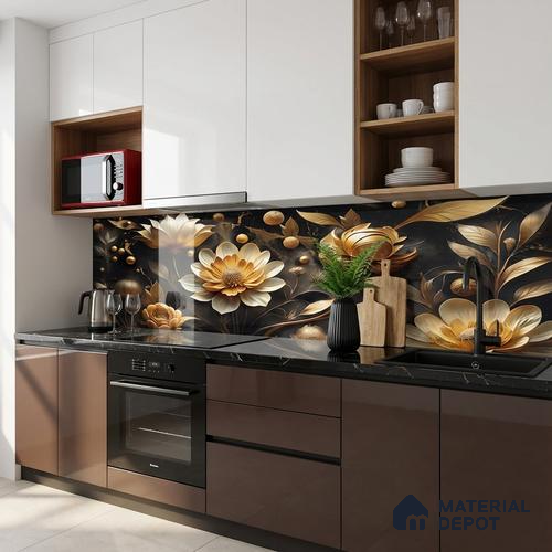 Floral Wall Tile TL 08898 | High Gloss Finish 4 ft x 2 ft Vitrified Tile - 9 mm | Suitable For Kitchen, Bathroom, Bedroom & Office