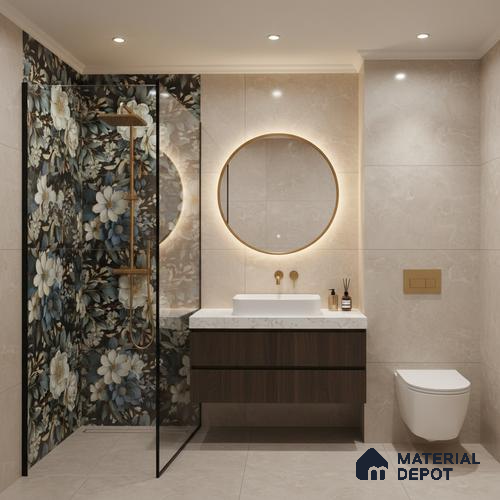 Floral Wall Tile TL 08903 | High Gloss Finish 4 ft x 2 ft Vitrified Tile - 9 mm | Suitable For Kitchen, Bathroom, Bedroom & Office