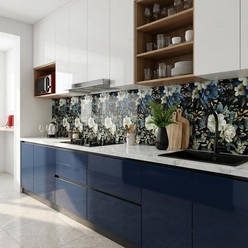 Floral Wall Tile TL 08903 | High Gloss Finish 4 ft x 2 ft Vitrified Tile - 9 mm | Suitable For Kitchen, Bathroom, Bedroom & Office