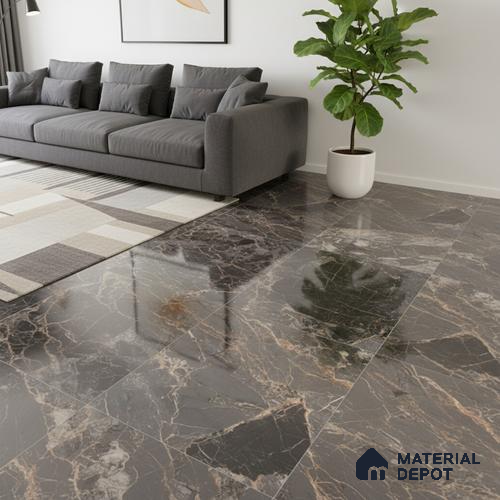 Marble Look Wall & Floor Tile TL 08909 | High Gloss Finish 4 ft x 2 ft Vitrified Tile - 9 mm | Suitable For Kitchen, Bathroom, Bedroom & Office