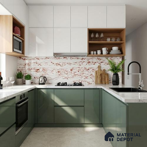 Marble Look Wall & Floor Tile TL 08932 | Glossy Finish 4 ft x 2 ft Vitrified Tile - 9 mm | Suitable For Kitchen, Bathroom, Bedroom & Office