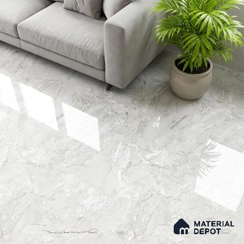 Marble Look Wall & Floor Tile TL 08933 | Glossy Finish 4 ft x 2 ft Vitrified Tile - 9 mm | Suitable For Kitchen, Bathroom, Bedroom & Office