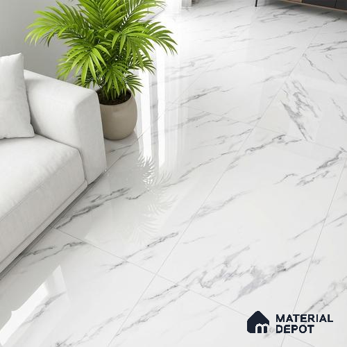Marble Look Wall & Floor Tile TL 08938 | Glossy Finish 4 ft x 2 ft Vitrified Tile - 9 mm | Suitable For Kitchen, Bathroom, Bedroom & Office