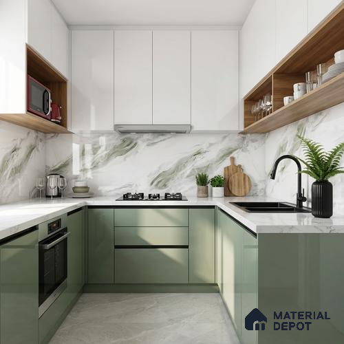 Marble Look Wall & Floor Tile TL 08940 | Glossy Finish 4 ft x 2 ft Vitrified Tile - 9 mm | Suitable For Kitchen, Bathroom, Bedroom & Office