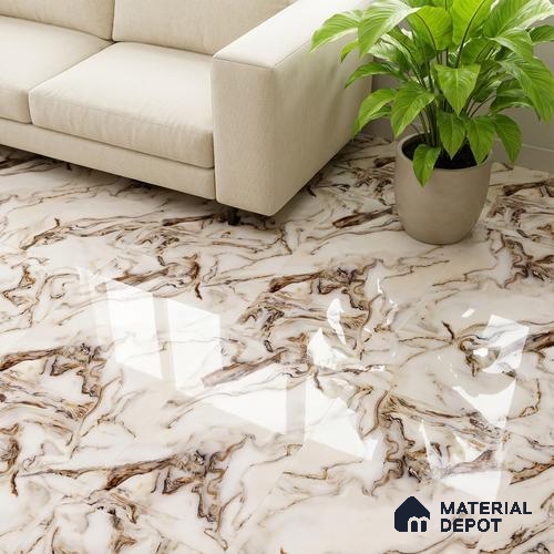 Marble Look Wall & Floor Tile TL 08941 | Glossy Finish 4 ft x 2 ft Vitrified Tile - 9 mm | Suitable For Kitchen, Bathroom, Bedroom & Office
