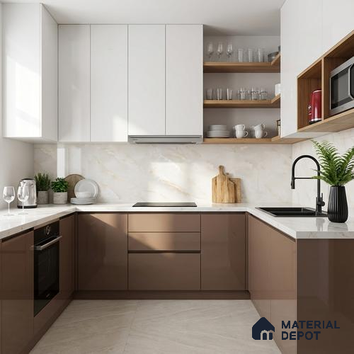 Marble Look Wall & Floor Tile TL 08944 | Glossy Finish 4 ft x 2 ft Vitrified Tile - 9 mm | Suitable For Kitchen, Bathroom, Bedroom & Office