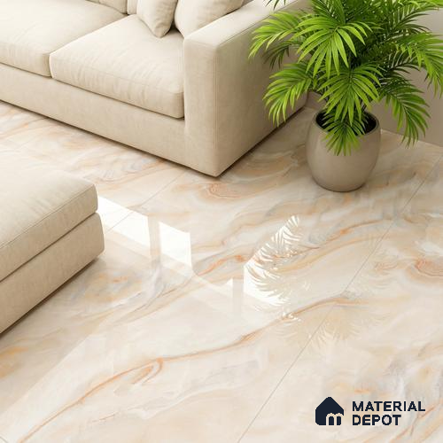 Marble Look Wall & Floor Tile TL 08945 | Glossy Finish 4 ft x 2 ft Vitrified Tile - 9 mm | Suitable For Kitchen, Bathroom, Bedroom & Office