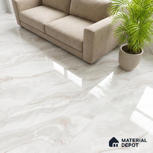 Marble Look Wall & Floor Tile TL 08946 | Glossy Finish 4 ft x 2 ft Vitrified Tile - 9 mm | Suitable For Kitchen, Bathroom, Bedroom & Office