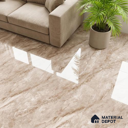 Marble Look Wall & Floor Tile TL 08947 | Glossy Finish 4 ft x 2 ft Vitrified Tile - 9 mm | Suitable For Kitchen, Bathroom, Bedroom & Office