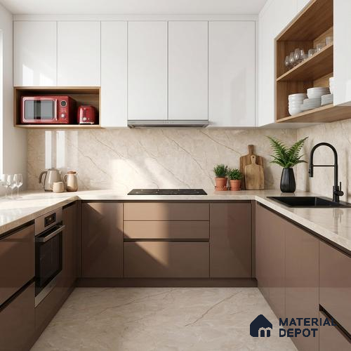 Marble Look Wall & Floor Tile TL 08951 | Glossy Finish 4 ft x 2 ft Vitrified Tile - 9 mm | Suitable For Kitchen, Bathroom, Bedroom & Office