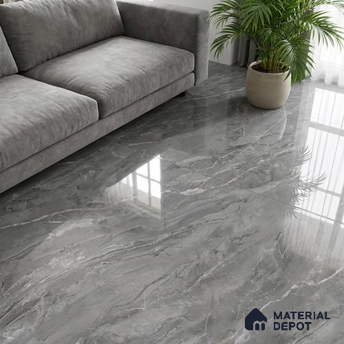 Marble Look Wall & Floor Tile TL 08954 | Glossy Finish 4 ft x 2 ft Vitrified Tile - 9 mm | Suitable For Kitchen, Bathroom, Bedroom & Office