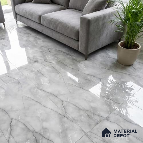 Marble Look Wall & Floor Tile TL 08957 | Glossy Finish 4 ft x 2 ft Vitrified Tile - 9 mm | Suitable For Kitchen, Bathroom, Bedroom & Office