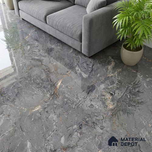 Marble Look Wall & Floor Tile TL 08958 | Glossy Finish 4 ft x 2 ft Vitrified Tile - 9 mm | Suitable For Kitchen, Bathroom, Bedroom & Office