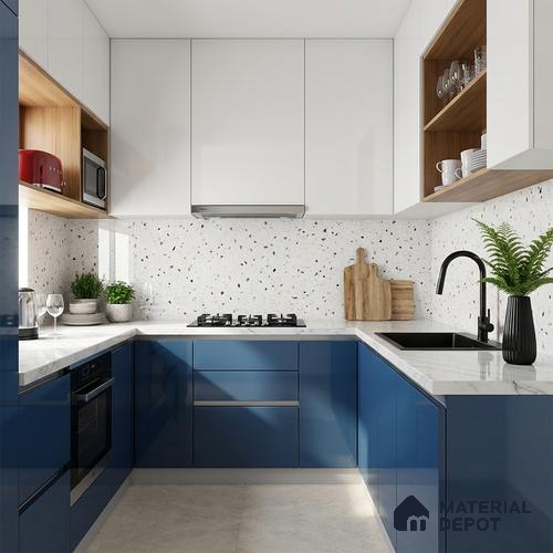 Terrazzo Wall & Floor Tile TL 08963 | Glossy Finish 4 ft x 2 ft Vitrified Tile - 9 mm | Suitable For Kitchen, Bathroom, Bedroom & Office
