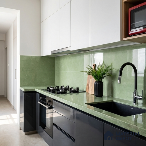 Stone Look Wall & Floor Tile TL 08967 | Glossy Finish 4 ft x 2 ft Vitrified Tile - 9 mm | Suitable For Kitchen, Bathroom, Bedroom & Office