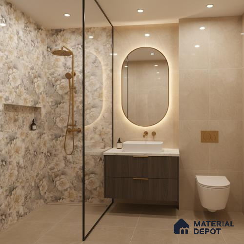 Floral Wall Tile TL 08982 | Glossy Finish 4 ft x 2 ft Vitrified Tile - 9 mm | Suitable For Kitchen, Bathroom, Bedroom & Office