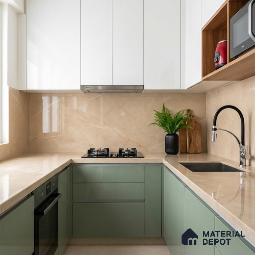 Marble Look Wall & Floor Tile TL 08983 | Glossy Finish 4 ft x 2 ft Vitrified Tile - 9 mm | Suitable For Kitchen, Bathroom, Bedroom & Office