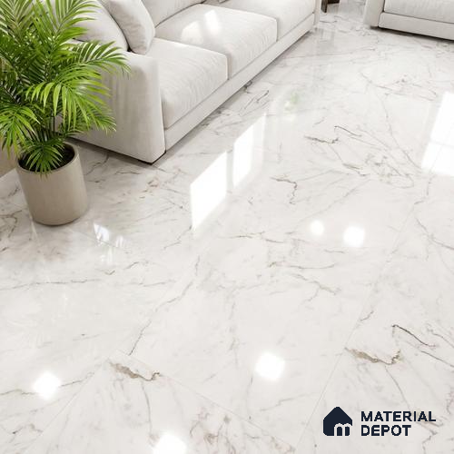 Marble Look Wall & Floor Tile TL 08987 | Glossy Finish 4 ft x 2 ft Vitrified Tile - 9 mm | Suitable For Kitchen, Bathroom, Bedroom & Office