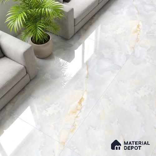 Marble Look Wall & Floor Tile TL 08993 | Glossy Finish 4 ft x 2 ft Vitrified Tile - 9 mm | Suitable For Kitchen, Bathroom, Bedroom & Office