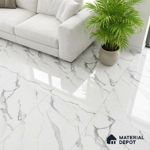 Marble Look Wall & Floor Tile TL 08995 | Glossy Finish 4 ft x 2 ft Vitrified Tile - 9 mm | Suitable For Kitchen, Bathroom, Bedroom & Office