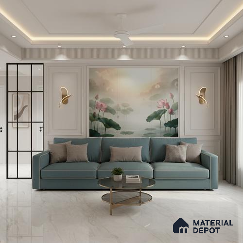 White Marble Floor & Wall Tile TL 09042 Grande Lazio Pearl Endless 6 ft x 4 ft Glossy Finish Vitrified Large Format Tile - 9 mm | Random 3 | Suitable for Living Room, Bedroom, Bathroom | Adhesive and Spacers Must be Used During Installation