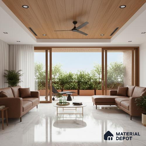 Grey Marble Floor & Wall Tile TL 09044 Grande White Amani 6 ft x 4 ft Glossy Finish Vitrified Large Format Tile - 9 mm | Random 3 | Suitable for Living Room, Bedroom, Bathroom | Adhesive and Spacers Must be Used During Installation