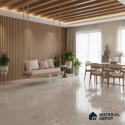 Grey Marble Floor & Wall Tile TL 09047 B Grande Klinker Grey Endless 6 ft x 4 ft Glossy Finish Vitrified Large Format Tile - 9 mm | Random 3 | Suitable for Living Room, Bedroom, Bathroom | Adhesive and Spacers Must be Used During Installation