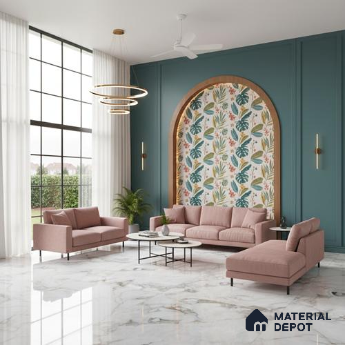 Grey Marble Floor & Wall Tile TL 09049 Grande Dolomite Grey Endless 6 ft x 4 ft Glossy Finish Vitrified Large Format Tile - 9 mm | Random 3 | Suitable for Living Room, Bedroom, Bathroom | Adhesive and Spacers Must be Used During Installation