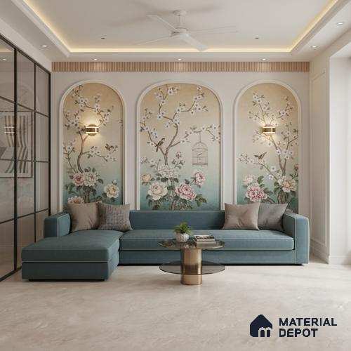 Ivory Marble Floor & Wall Tile TL 09050 Grande Delray Dove Endless 6 ft x 4 ft Matte Finish Vitrified Large Format Tile - 9 mm | Random 3 | Suitable for Living Room, Bedroom, Bathroom | Adhesive and Spacers Must be Used During Installation