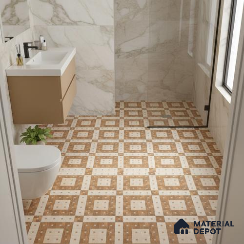 Patterned Look Floor Tile TL 09143 | Matte Finish 12 x 12 inch Vitrified Tile - 8 mm | Suitable For Kitchen, Bathroom, Bedroom & Office | Please Expect a Slight Variation of Pattern