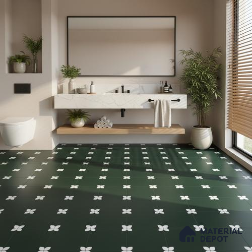 Moroccan Wall & Floor Tile TL 09165 C | Matte Finish 12 x 12 inch Ceramic Tile - 10 mm | Suitable For Kitchen, Bathroom, Bedroom & Office | Please Expect a Slight Variation of Pattern