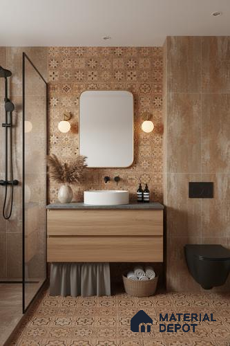 Moroccan Look Wall & Floor Tile TL 09166 | Matte Finish 12 x 12 inch Ceramic Tile - 10 mm | Suitable For Kitchen, Bathroom, Bedroom & Office | Please Expect a Slight Variation of Pattern