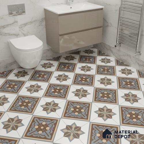 Patterned Look Wall & Floor Tile TL 09167 | Matte Finish 12 x 12 inch Ceramic Tile - 10 mm | Suitable For Kitchen, Bathroom, Bedroom & Office | Please Expect a Slight Variation of Pattern