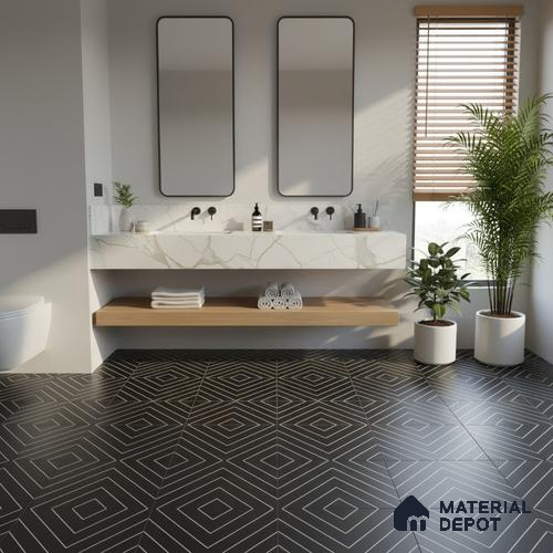 Patterned Look Wall & Floor Tile TL 09169 B | Matte Finish 12 x 12 inch Ceramic Tile - 10 mm | Suitable For Kitchen, Bathroom, Bedroom & Office | Please Expect a Slight Variation of Pattern