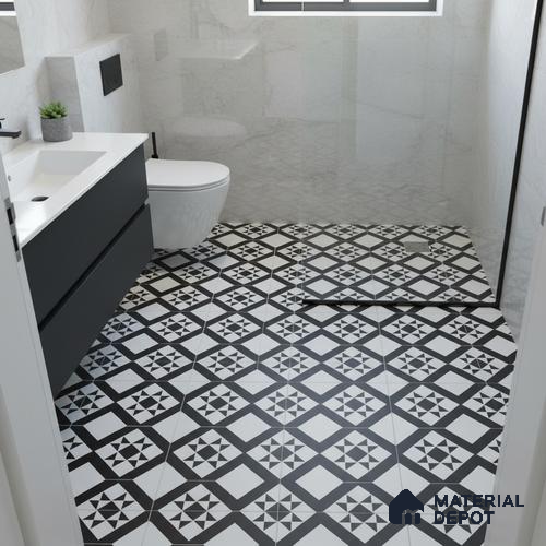 Patterned Look Wall & Floor Tile TL 09170 | Matte Finish 12 x 12 inch Ceramic Tile - 10 mm | Suitable For Kitchen, Bathroom, Bedroom & Office | Please Expect a Slight Variation of Pattern