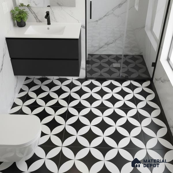 Patterned Look Wall & Floor Tile TL 09171 | Matte Finish 12 x 12 inch Ceramic Tile - 10 mm | Suitable For Kitchen, Bathroom, Bedroom & Office | Please Expect a Slight Variation of Pattern