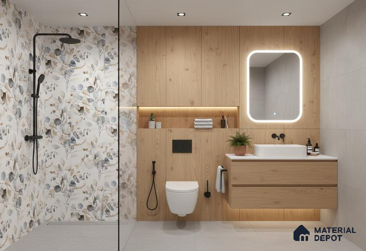 Floral Wall Tile TL 09272 Satuario Brasiliano Decore 4 ft x 2 ft Fusion Finish Vitrified Tile - 9 mm | 1 Random Design | Suitable For Living Room, Bedroom, Dining Area
