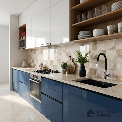 Patterned Wall Tile TL 09339 Livid Crema Decor 4 ft x 2 ft Polished Finish Vitrified Tile - 9 mm | 1 Random Design | Suitable For Living Room, Bedroom, Dining Area