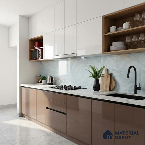 Marble Floor & Wall Tile TL 09349 Moorish Teal 4 ft x 2 ft Polished Finish Vitrified Tile - 9 mm | 3 Random Design | Suitable For Living Room, Bedroom, Dining Area