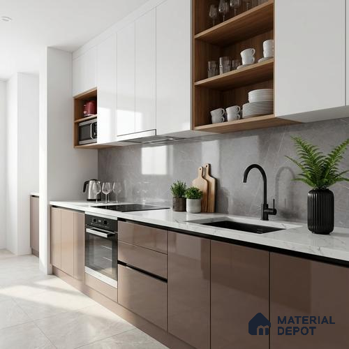 Floor & Wall Tile TL 09356 | Alpine Gris 4 ft x 2 ft Finish Vitrified Tile - 9 mm | 4 Random Design | Suitable for Living Room, Bedroom, Bathroom & Kitchen