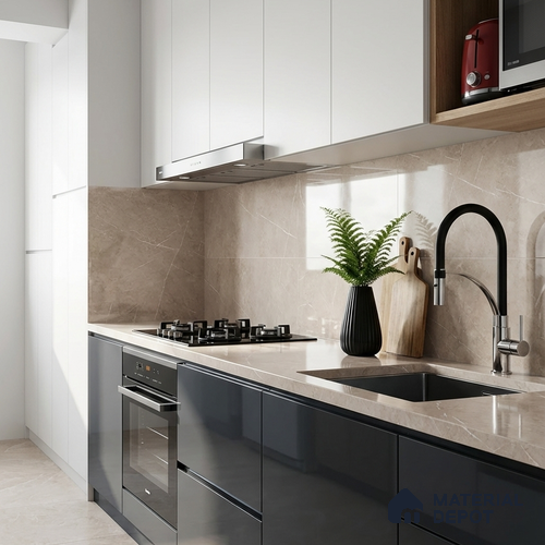 Floor & Wall Tile TL 09357 | Alpine Mocha 4 ft x 2 ft  Finish Vitrified Tile - 9 mm | 4 Random Design | Suitable for Living Room, Bedroom, Bathroom & Kitchen