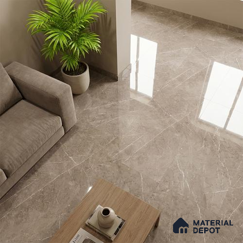 Floor & Wall Tile TL 09358 | Alpine Mud 4 ft x 2 ft  Finish Vitrified Tile - 9 mm | 4 Random Design | Suitable for Living Room, Bedroom, Bathroom & Kitchen