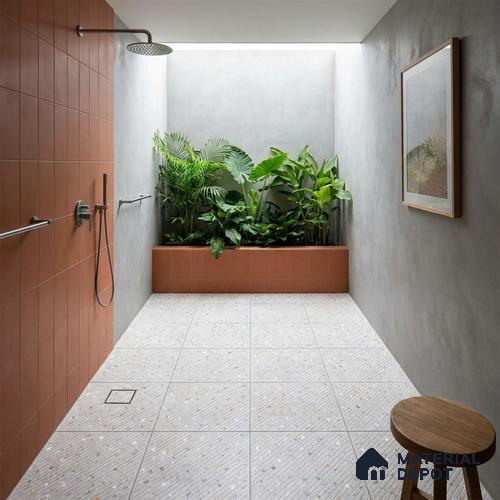 Terrazzo Parking Floor Tile TL 09361 B | Matte Finish 16 x 16 inch Vitrified Tile - 12 mm | Suitable For Kitchen, Bathroom, Bedroom & Office | Pattern Alignment May Vary | 2-3 mm Spacer is Mandatory
