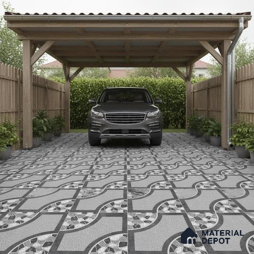 Patterned Look Floor Tile TL 09363 B | Matte Finish 16 x 16 inch Vitrified Tile - 12 mm | Suitable For Kitchen, Bathroom, Bedroom & Office | Pattern Alignment May Vary | 2-3 mm Spacer is Mandatory