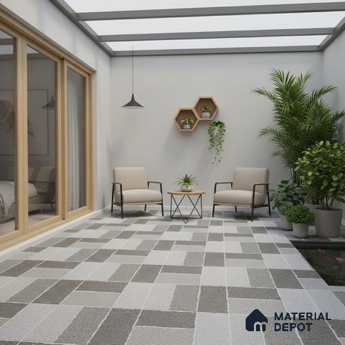 Stone Look Floor Tile TL 09364 B | Matte Finish 16 x 16 inch Vitrified Tile - 12 mm | Suitable For Kitchen, Bathroom, Bedroom & Office | Pattern Alignment May Vary | 2-3 mm Spacer is Mandatory