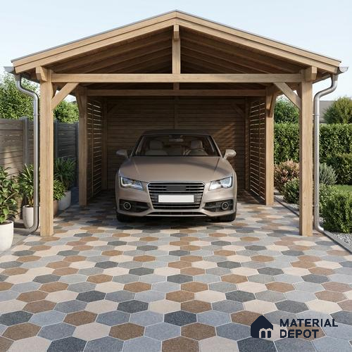 Hexagonal Look Floor Tile TL 09365 B | Matte Finish 16 x 16 inch Vitrified Tile - 12 mm | Suitable For Kitchen, Bathroom, Bedroom & Office | Pattern Alignment May Vary | 2-3 mm Spacer is Mandatory