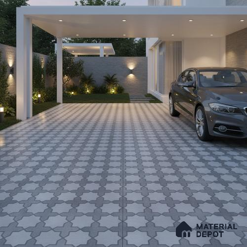 Geometric Look Floor Tile TL 09373 | Matte Finish 16 x 16 inch Vitrified Tile - 12 mm | Suitable For Kitchen, Bathroom, Bedroom & Office | Pattern Alignment May Vary | 2-3 mm Spacer is Mandatory