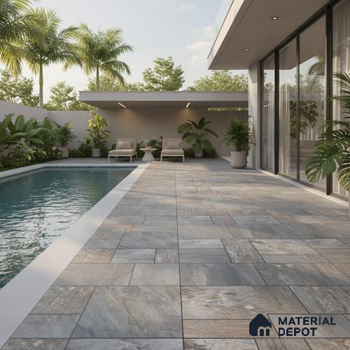 Stone Look Floor Tile TL 09376 | Matte Finish 16 x 16 inch Vitrified Tile - 12 mm | Suitable For Kitchen, Bathroom, Bedroom & Office | Pattern Alignment May Vary | 2-3 mm Spacer is Mandatory